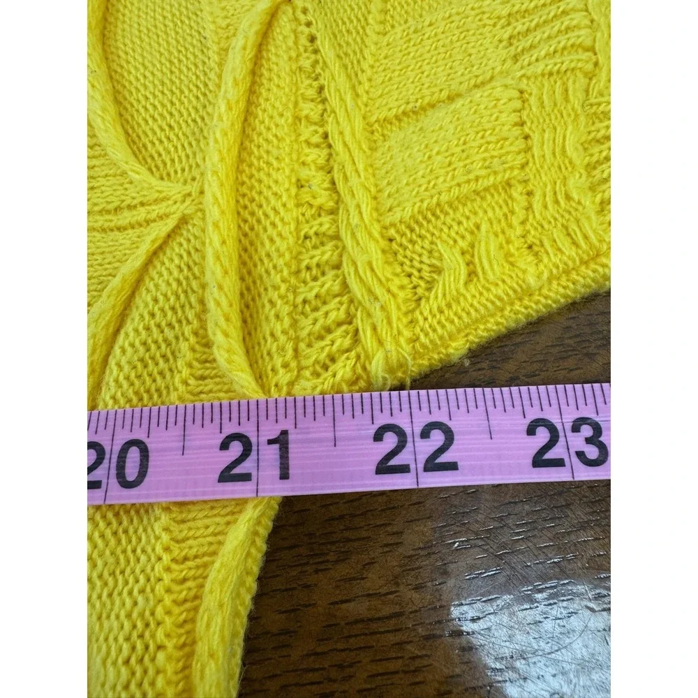 Coogi Sweater Mens Medium Yellow Cable Knit Crewneck Pullover Australia‎ 3D